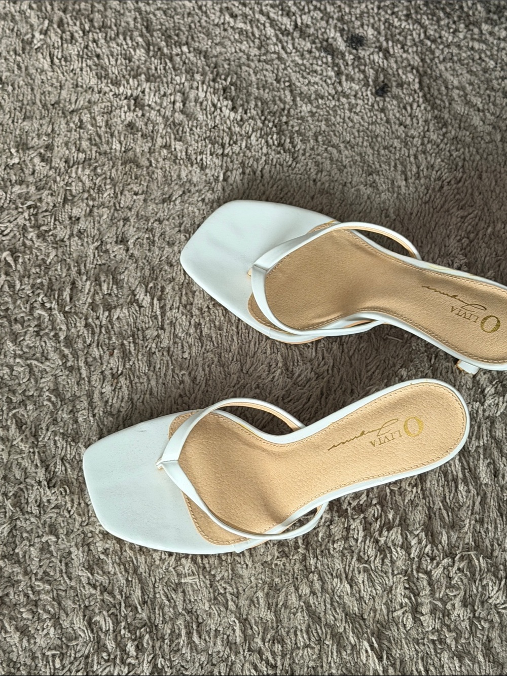 White Square-Toe Strappy Slide Sandals EASY TO WALK IN
